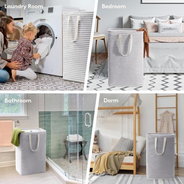 Lifewit Laundry Hamper Large Collapsible Laundry Basket, Freestanding Waterproof Clothes Hamper Storage with Easy Carry Handles for Clothes in Bedroom Bathroom College Dorm for Adults, Grey - Image 7