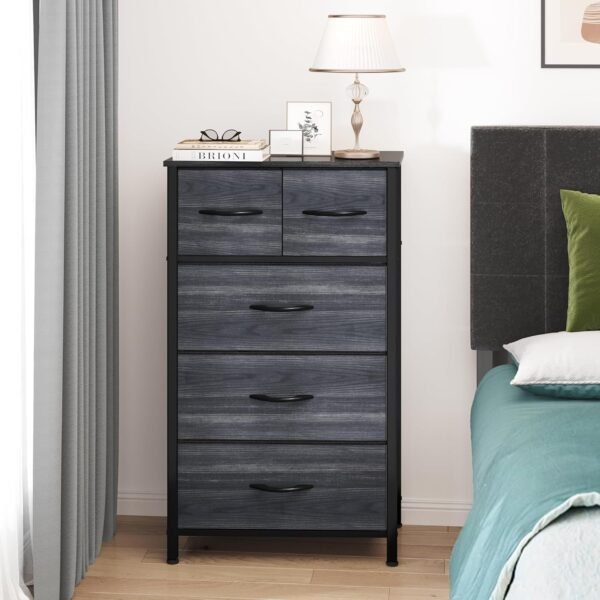 YITAHOME Fabric Dresser with 5 Drawers - Storage Tower with Large Capacity, Organizer Unit for Bedroom, Living Room & Closets - Sturdy Steel Frame, Wooden Top & Easy Pull Fabric Bins - Image 4