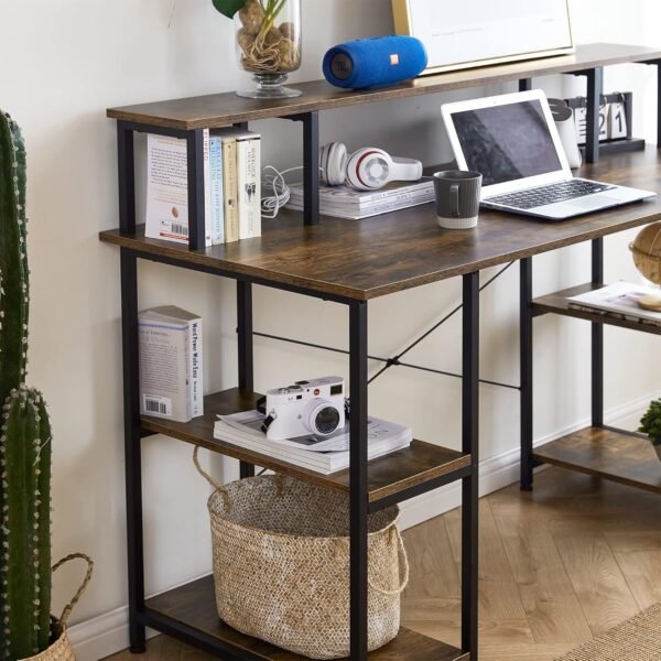 DormCo Suprima® Desk - Dual Monitor Height Organizer - Mahogany - Image 5
