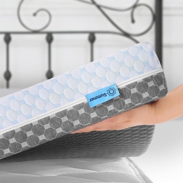 4 Inch Gel Bamboo Memory Foam Mattress Topper, Twin XL Size, Reversible Cooling & Warm Bed Topper Washable Cover, Triple Layer Foam for Pain Relief, Medium Firm, CertiPUR-US Certified