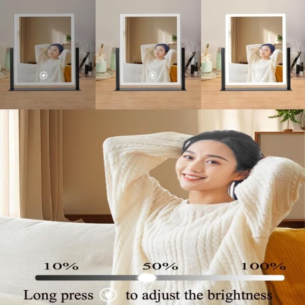 14in White Vanity Mirror with Lights Desktop LED Smart Mirror Lighted Makeup Mirror Cosmetic for Travel 3 Color Modes Dimmable Touch Control,363° Rotation,Gift for Teen Girl - Image 2