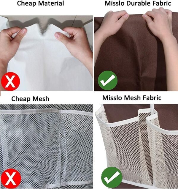 MISSLO Heavy Duty Organizer for Narrow Door with 12 Mesh Pockets (Brown) - Image 3