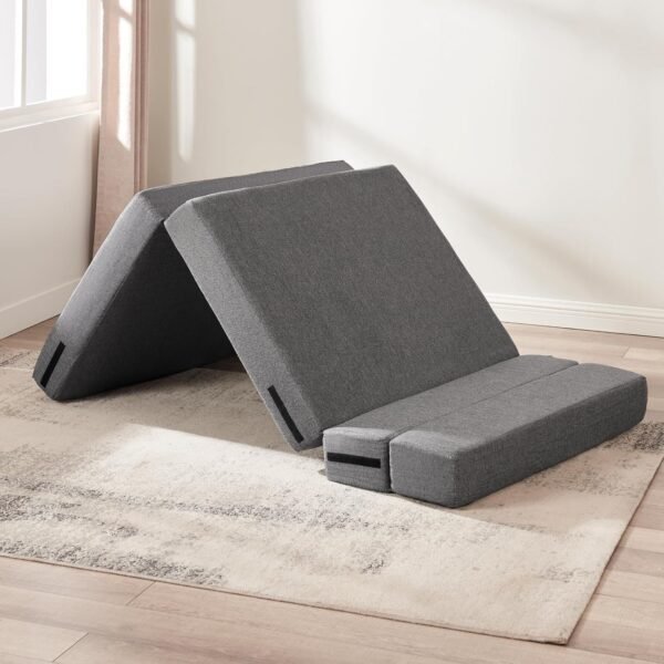 Z-hom Folding Sofa Bed, 2024 Upgraded 6 inch Memory Foam Couch, Convertible Sleeper Chair Floor Couch, Futon Sofa Sleeper Chair with Pillow & Washable Cover for Living Room/Bedroom/Guest, Grey - Image 2