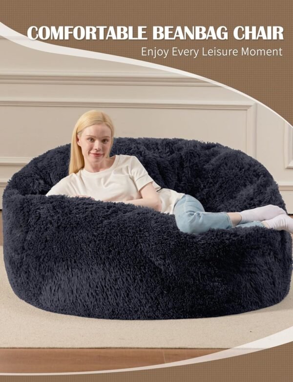 Bean Bag Chairs for Adults Teens Convertible Chair Mattress, Bean Bags Chair with Removable Plush Cover, Sleeper Chair That Turns into Mattress, Full, Dark Grey - Image 4