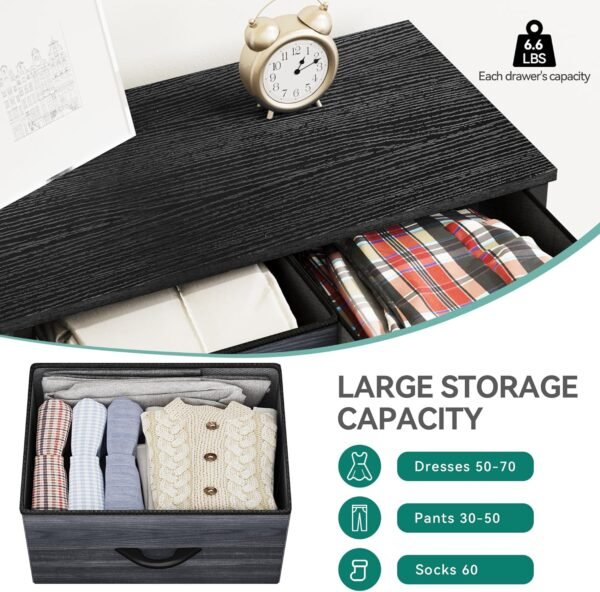 YITAHOME Fabric Dresser with 5 Drawers - Storage Tower with Large Capacity, Organizer Unit for Bedroom, Living Room & Closets - Sturdy Steel Frame, Wooden Top & Easy Pull Fabric Bins - Image 5