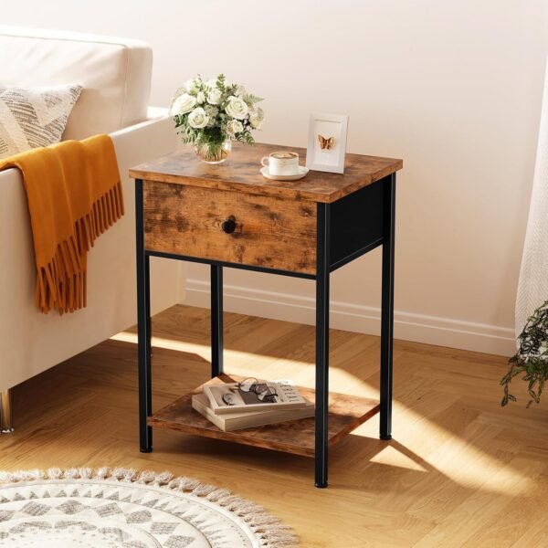 Night Stand Set 2 with Drawers, Nightstand Set of 2,Small Nightstand with Storage Bedside Table for Bedroom, Dorm, Modern End Table - Image 2