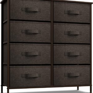 Sorbus Dresser with 8 Drawers – Chest Organizer Unit with Steel Frame Wood Top & Handle Easy Pull Fabric Bins for Clothes – Large Storage Furniture for Bedroom, Hallway, Living Room, Nursery & Closet