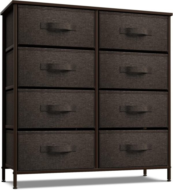 Sorbus Dresser with 8 Drawers - Chest Organizer Unit with Steel Frame Wood Top & Handle Easy Pull Fabric Bins for Clothes - Large Storage Furniture for Bedroom, Hallway, Living Room, Nursery & Closet