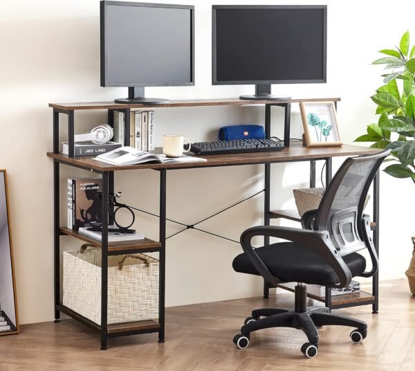 DormCo Suprima® Desk - Dual Monitor Height Organizer - Mahogany - Image 2