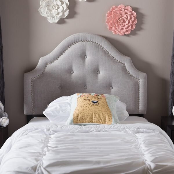 Baxton Studio Cora Modern and Contemporary Greyish Beige Fabric Upholstered Twin Size Headboard - Image 4