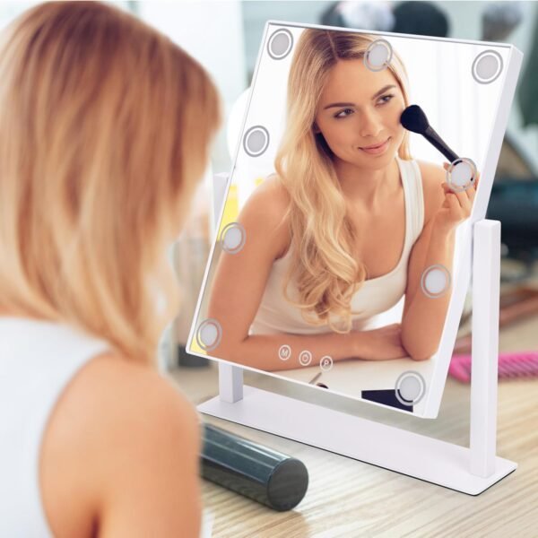 EYMPEU Vanity Mirror with Lights, Hollywood Makeup Mirror with 3 Color Light Modes and 9 Dimable Built in LED Bulbs, Free Rotation Touch-Sensitive Controls Lighted LED Makeup Mirror - Image 6
