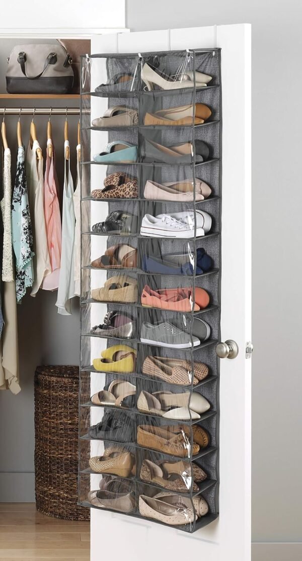 Whitmor Over The Door Shoe Shelves - 26 Sections - Crosshatch Gray - Image 3