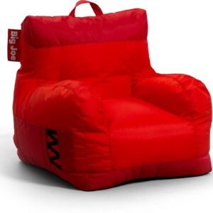 Big Joe Dorm Bean Bag Chair with Drink Holder and Pocket, Two Tone Red Smartmax, Durable Polyester Nylon Blend, 3 feet