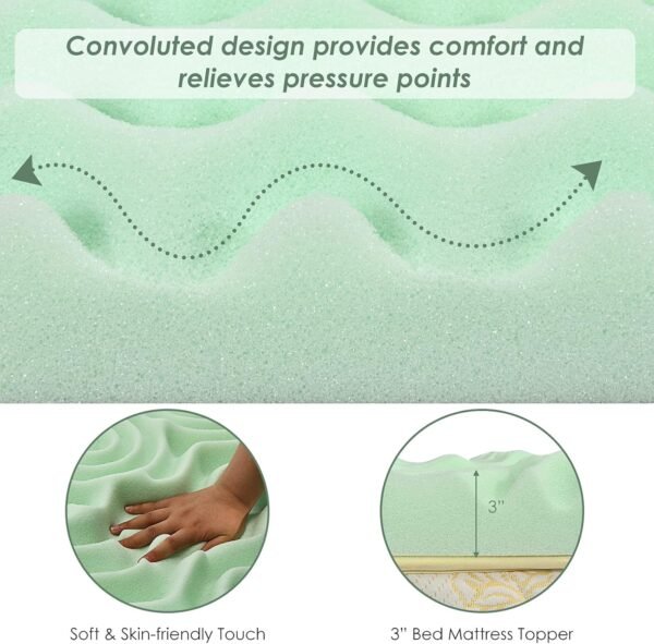 KOMFOTT Mattress Topper Twin, 3 Inch 5-Zone Ventilated Air Swirl Memory Foam Mattress Topper for Twin Size Bed - Image 5
