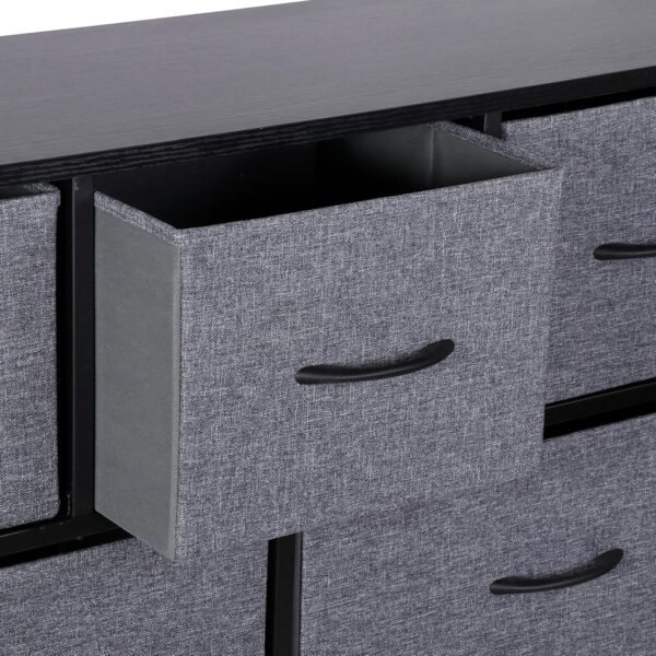 ZENY 9 Drawers Dresser, Fabric Storage Tower, Organizer Unit for Bedroom, Living Room, Hallway, Closet, Nursery, Tall Chest with Fabric Bins, Steel Frame, Wooden Top & Easy Pull Handle (Grey) - Image 8