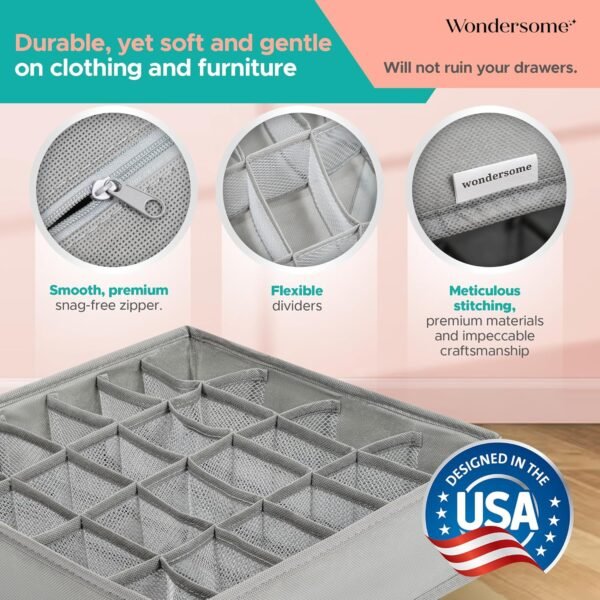 Wondersome Drawer Organizer for Clothes - 6-Pack of Underwear, Sock, Bra, Tie and Clothing Divider - Bedroom Shelf/Cabinet Storage Organization - Foldable Closet and Dresser Fabric Organizing Boxes - Image 6