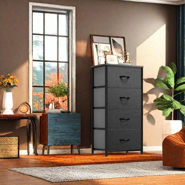 YITAHOME Storage Tower with 4 Drawers - Fabric Dresser, Organizer Unit for Bedroom, Living Room, Closets & Nursery - Sturdy Steel Frame, Easy Pull Fabric Bins & Wooden Top - Image 2