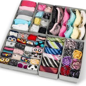 Wondersome Drawer Organizer for Clothes – 6-Pack of Underwear, Sock, Bra, Tie and Clothing Divider – Bedroom Shelf/Cabinet Storage Organization – Foldable Closet and Dresser Fabric Organizing Boxes