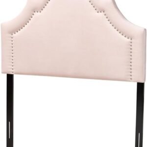 Baxton Studio Rita Velvet and Wood Twin Headboard in Light Pink