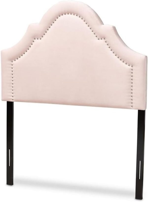Baxton Studio Rita Velvet and Wood Twin Headboard in Light Pink