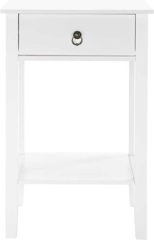Nightstand, End Table with Drawers, Bed Side Table/Night Stand for Bedroom, Small Spaces, College Dorm, Kids’ Room, Living Room, Wood, 18W x 14D x 28H (White - D) - Image 4
