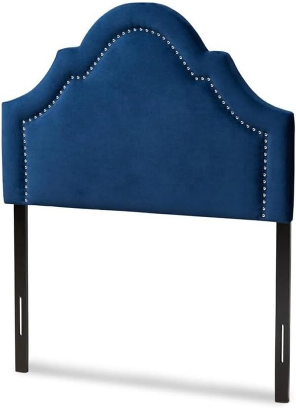 BOWERY HILL Modern Velvet and Wood Twin Headboard in Navy Blue