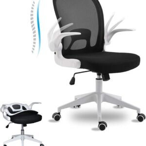 Armless Home Office Desk Chairs,Ergonomic Office Chairs with Lumbar Support,Folding Mesh Backrest Adjustable Swivel Rolling Task Criss Cross Chair,Computer Vanity Gamer Reading Chairs
