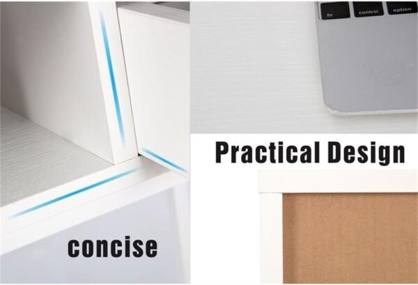 JJS 48' Writing Desk with Drawers, Contemporary Home Office Large Computer Laptop Workstation with Storage, White Drawer - Image 6