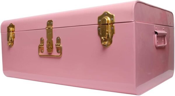 American Atelier Trunks | Set of 2 | Pink | Vintage Style Storage with Gold Finish Hardware | Space Saving Organizer | Use in Home, Dorm, and Office | Medium and Large - Image 5