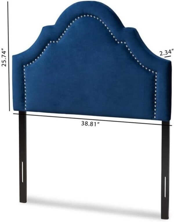 BOWERY HILL Modern Velvet and Wood Twin Headboard in Navy Blue - Image 3
