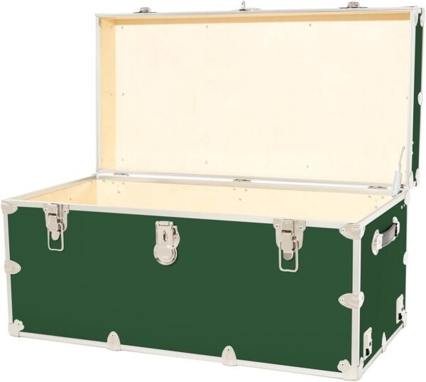 Rhino Trunk & Case Leather Embossed Vinyl XXL Trunk with Removable Wheels, College Chest, Home Storage, Student Footlocker, Strong Trunks, 1000+ Pounds Sitting Capacity 36"x18"x18" (Forest Green) - Image 2