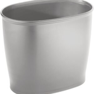 iDesign Kent Oval Wastebasket Trash Can for Bathroom, Kitchen, Office – Gray
