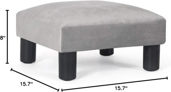 Asense Square Footrest Ottoman Footstools Small Padded Seat with Non-Skid Legs (Light Grey) - Image 3