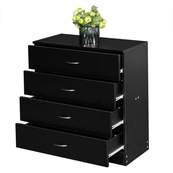 4 Drawer Nightstand, Black Night Stand for Bedroom, Modern 4 Drawer Dresser, Wood Bed Side Table/Night Stand with Drawers for Small Spaces, College Dorm, Kids' Room, Living Room 13" D X 26" W X 29" H - Image 6