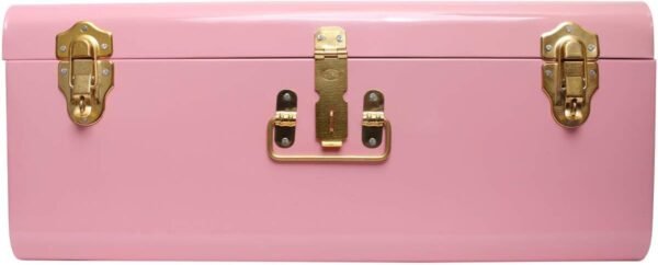 American Atelier Trunks | Set of 2 | Pink | Vintage Style Storage with Gold Finish Hardware | Space Saving Organizer | Use in Home, Dorm, and Office | Medium and Large - Image 2