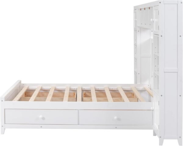 Ball & Cast Full Size Modern Large Platform Bed with All-in-One Cabinet & Shelf,Soild Wooden Bedframe W/ 4 Drawers,Flexible Storage,Space Saving,Easy Assembly,for Bedroom Guest Room Apartment,White - Image 12