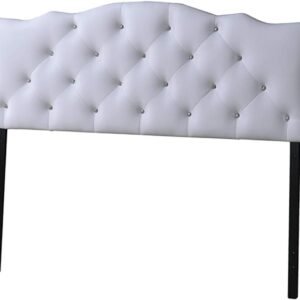 Baxton Studio Rita Modern and Contemporary White Faux Leather Upholstered Button-Tufted Scalloped Twin Size Headboard