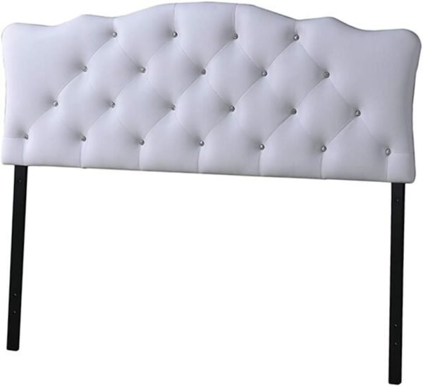Baxton Studio Rita Modern and Contemporary White Faux Leather Upholstered Button-Tufted Scalloped Twin Size Headboard