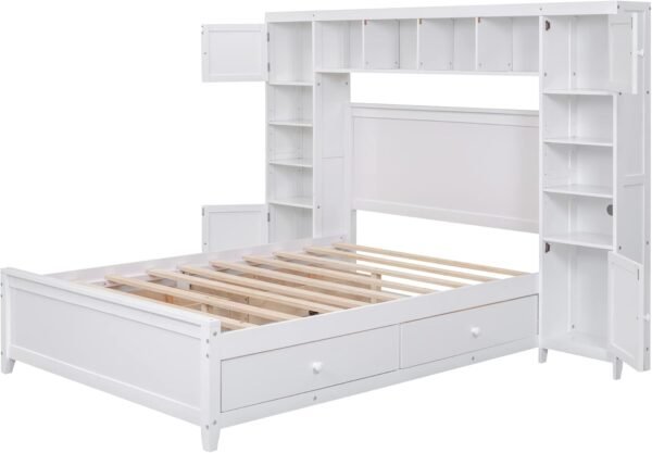Ball & Cast Full Size Modern Large Platform Bed with All-in-One Cabinet & Shelf,Soild Wooden Bedframe W/ 4 Drawers,Flexible Storage,Space Saving,Easy Assembly,for Bedroom Guest Room Apartment,White - Image 4