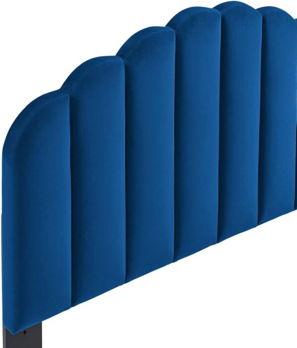 Modway Veronique Channel Tufted Performance Velvet Upholstered King/California King Headboard in Navy - Image 3