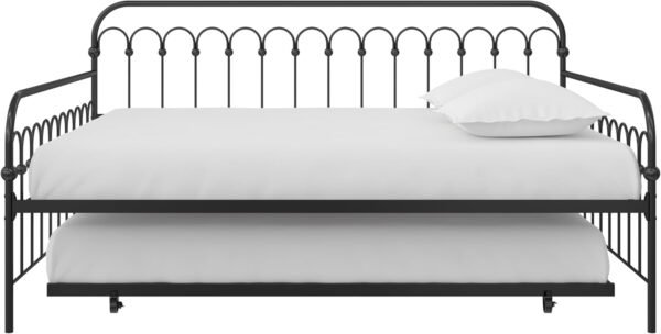 Novogratz Bright Pop Full Metal Daybed with Twin Trundle Bed, Black - Image 14