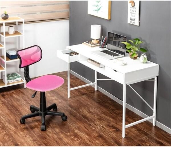 JJS 48' Writing Desk with Drawers, Contemporary Home Office Large Computer Laptop Workstation with Storage, White Drawer - Image 7
