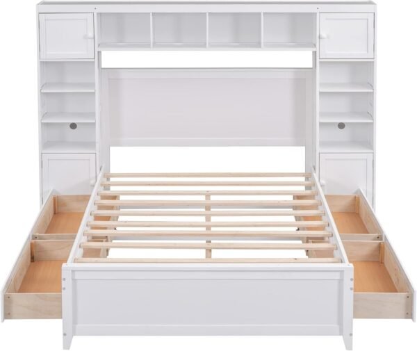 Ball & Cast Full Size Modern Large Platform Bed with All-in-One Cabinet & Shelf,Soild Wooden Bedframe W/ 4 Drawers,Flexible Storage,Space Saving,Easy Assembly,for Bedroom Guest Room Apartment,White - Image 11