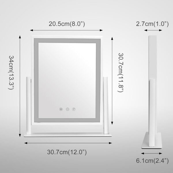 Paton Hollywood Vanity Mirror Makeup Mirror with Lights, 360° Rotation LED Lighted Vanity Mirror, 3 Color Lighting Modes, Vanity Mirror for Bedroom, Smart Touch Control, Tabletop Vanity Mirror, White - Image 5