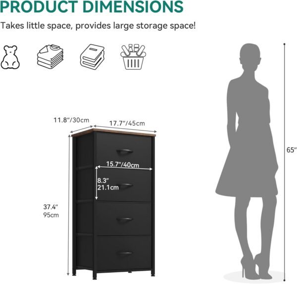 YITAHOME Dresser with 4 Drawers - Fabric Dresser, Organizer Unit for Bedroom, Living Room, Closets - Sturdy Steel Frame, Easy Pull Fabric Bins & Wooden Top - Image 2
