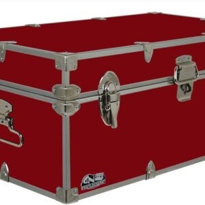 C&N Footlockers – Full-Size Happy Camper Trunk – #1 Summer Camp Trunk – Made in the USA – Steel Footlocker with Lid Stay – 32 x 18 x 13.5 Inches (Red)