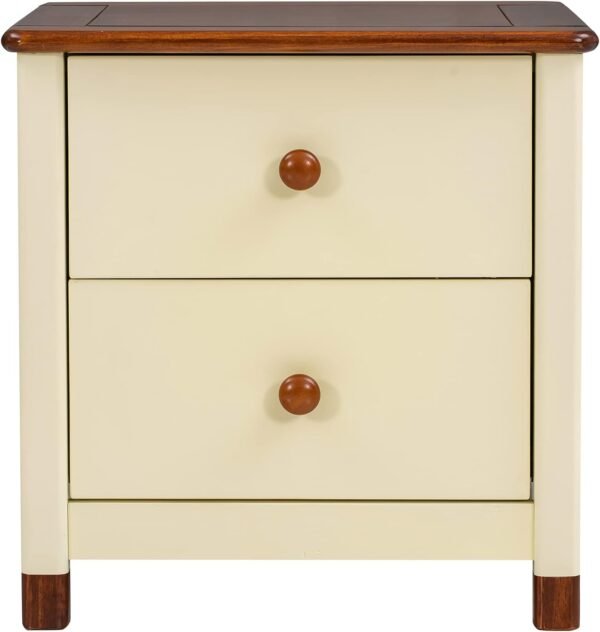 Harper & Bright Designs Wooden Two Drawers Nightstand, Bedside Furniture, Night Stand, End Table with Storage for Bedroom, Living Room, College Dorm (Cream+Walnut) - Image 7