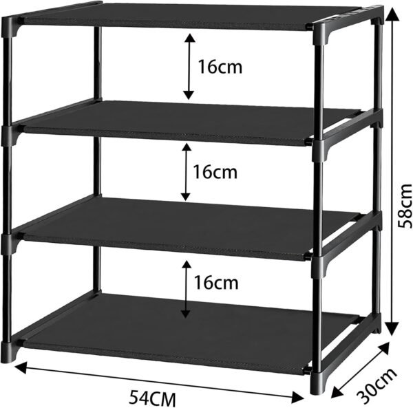 Shoe Rack,4 Tier Shoe Organizer,Closet Organizers and Storage,Entryway Shoe Storage,Storage and Organization Metal Organiser with Dustproof and Waterproof Sheet（Black） - Image 8