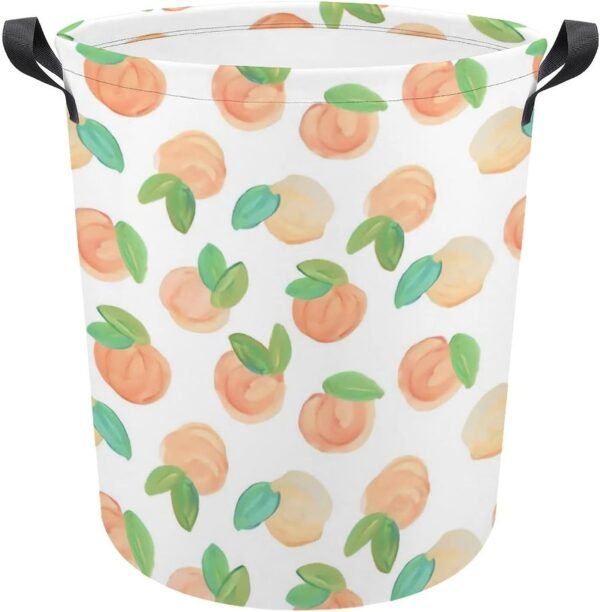 Peach Laundry Storage Basket Waterproof Foldable Laundry Hamper with Handles for Baby Nursery College Dorms Kids Bedroom