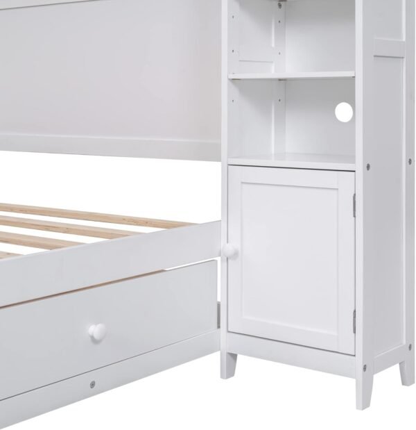 Ball & Cast Full Size Modern Large Platform Bed with All-in-One Cabinet & Shelf,Soild Wooden Bedframe W/ 4 Drawers,Flexible Storage,Space Saving,Easy Assembly,for Bedroom Guest Room Apartment,White - Image 6